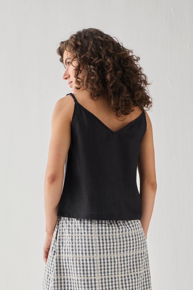 Hemp Front Tie Cami Top in Black from Reistor