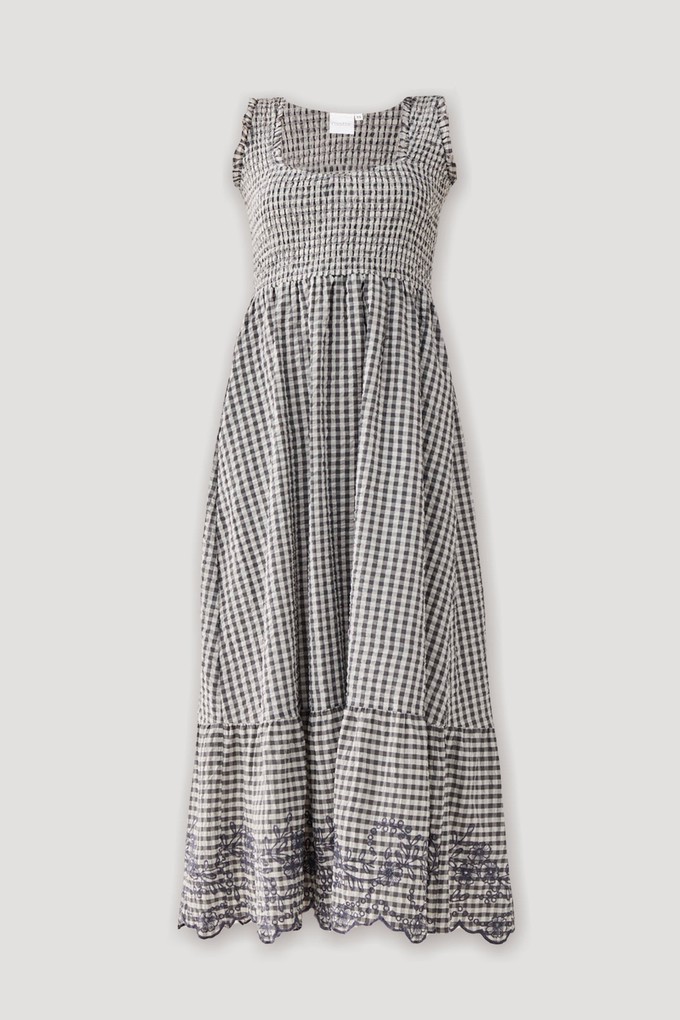 The Smocked Maxi Dress in Grey Check from Reistor