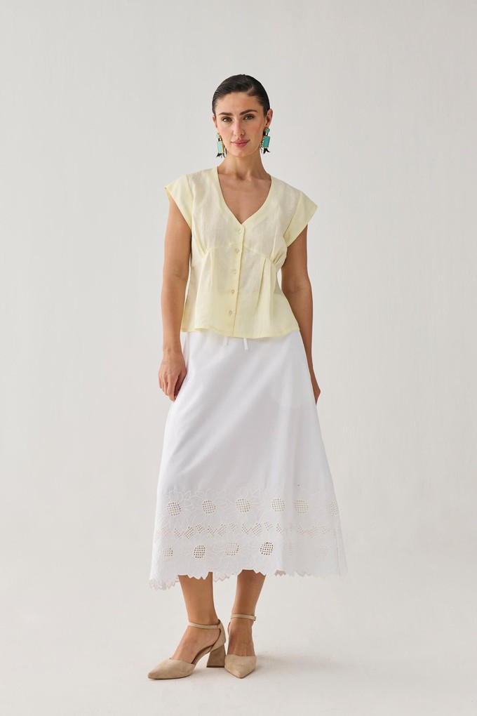 The Deep V Neck Top in Butter Lemon from Reistor