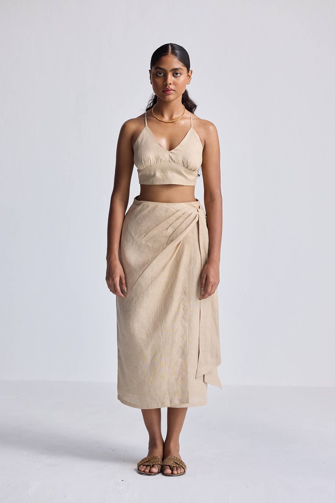 Pleated wrap skirt in Neutral Beige from Reistor