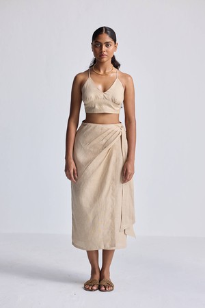 Pleated wrap skirt in Neutral Beige from Reistor