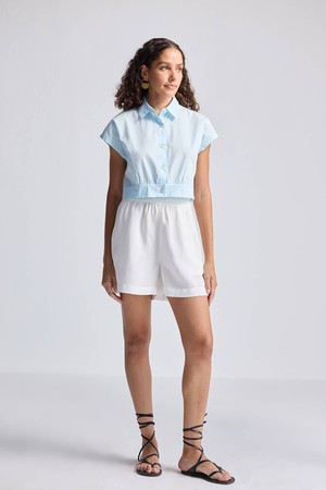 Oversized Crop Shirt in Summer Blue from Reistor