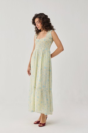 The Smocked Maxi Dress in Yellow Florals from Reistor