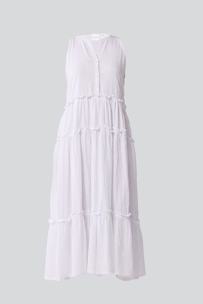 Embroidered Sleeveless Maxi Dress in White from Reistor