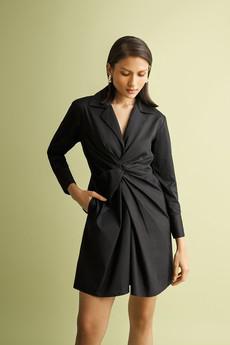 Front Twist Dress in Black via Reistor