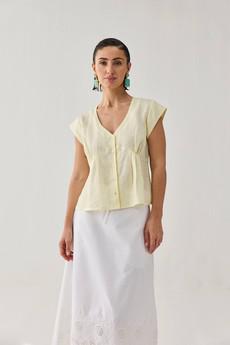 The Deep V Neck Top in Butter Lemon via Reistor