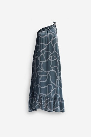 One Shoulder Maxi Dress in Abstract Stripes from Reistor