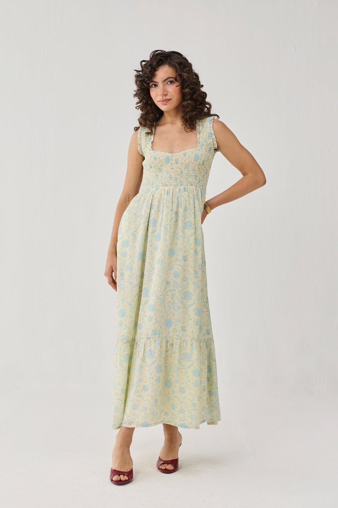 The Smocked Maxi Dress in Yellow Florals from Reistor