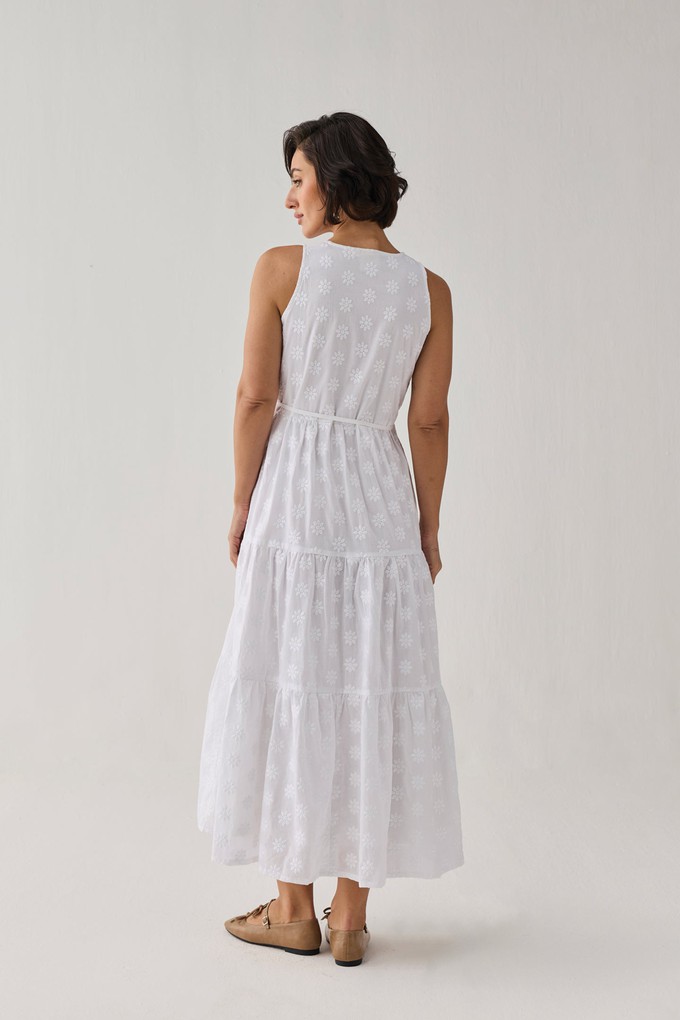 The Embroidered Tiered Wrap Maxi Dress from Reistor