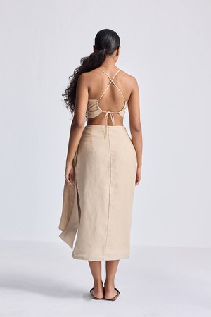 Pleated wrap skirt in Neutral Beige from Reistor