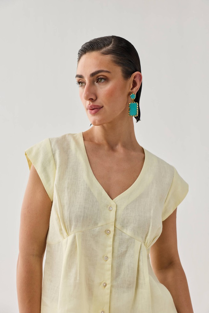 The Deep V Neck Top in Butter Lemon from Reistor