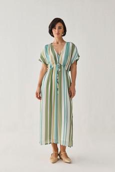 Gathered Maxi Dress in Stripes via Reistor