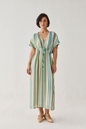 Gathered Maxi Dress in Stripes from Reistor
