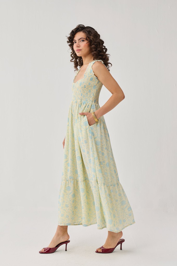 The Smocked Maxi Dress in Yellow Florals from Reistor