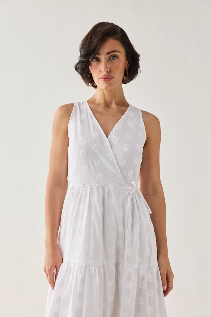 The Embroidered Tiered Wrap Maxi Dress from Reistor