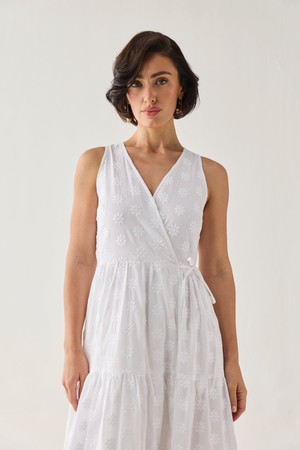 The Embroidered Tiered Wrap Maxi Dress from Reistor