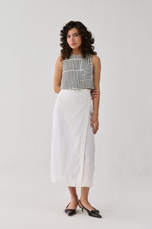Fitted Overlap Midi Skirt in Off-White from Reistor