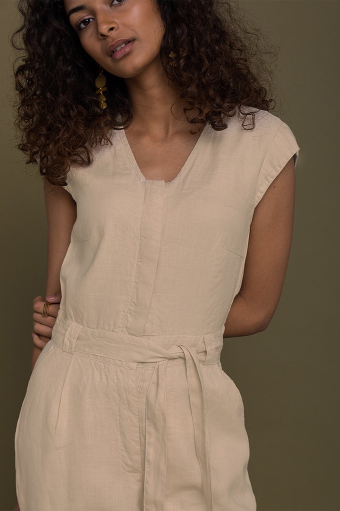 Evening Chai Jumpsuit in Neutral Beige from Reistor