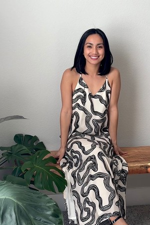 Midi Slip Dress in Black Stripes from Reistor