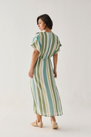 Gathered Maxi Dress in Stripes from Reistor