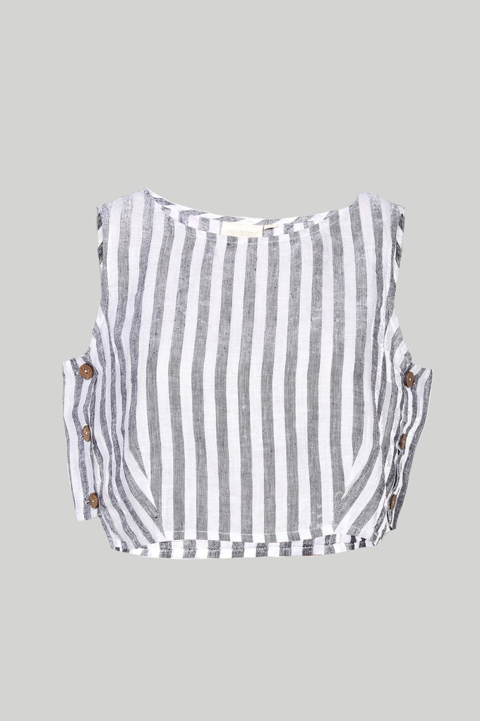 Boxy Crop Top in Linen Stripes from Reistor