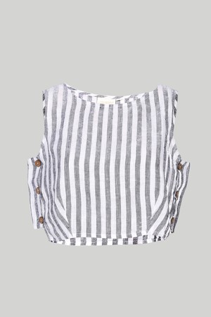 Boxy Crop Top in Linen Stripes from Reistor