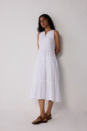 Embroidered Sleeveless Maxi Dress in White from Reistor