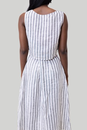 Overlap Midi Skirt in Linen Stripes from Reistor