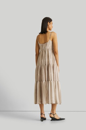 Strappy Tiered Maxi Dress in Beige Stripes from Reistor