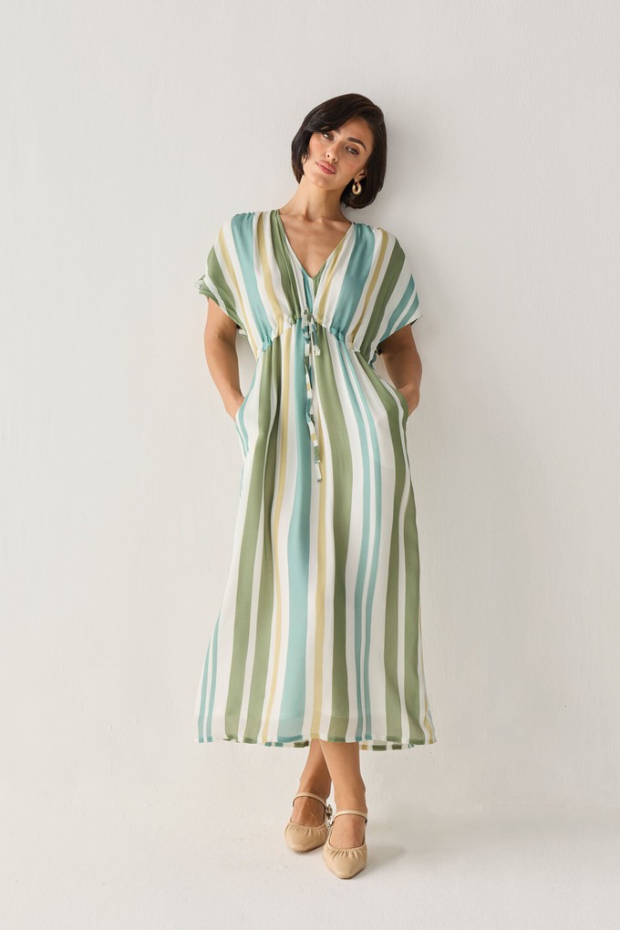 Gathered Maxi Dress in Stripes from Reistor