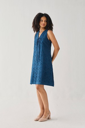 Sleeveless Knee-Length Dress in Blue from Reistor