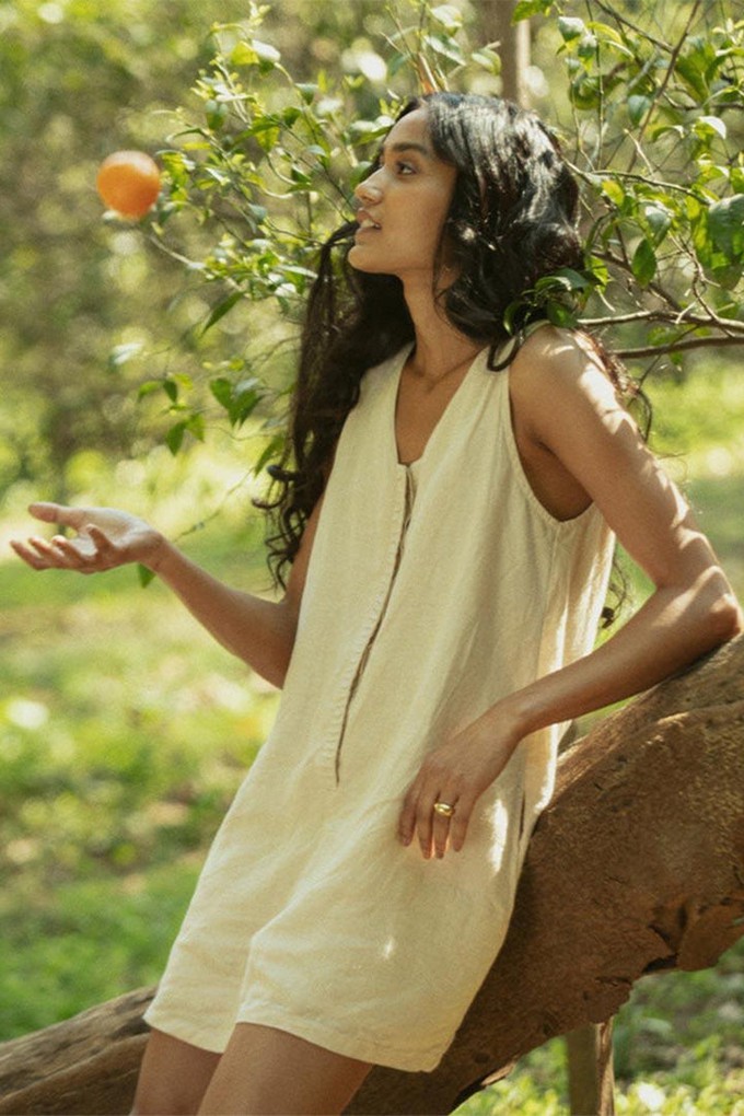 Romp and Play Romper In Neutral Beige from Reistor Romp and Play Romper In Neutral Beige from Reistor