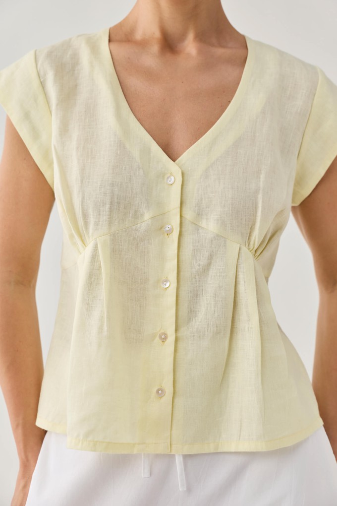 The Deep V Neck Top in Butter Lemon from Reistor