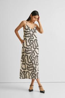 Midi Slip Dress in Black Stripes via Reistor