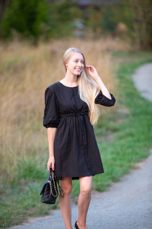 Shirt Dress with Balloon Sleeves in Black from Reistor