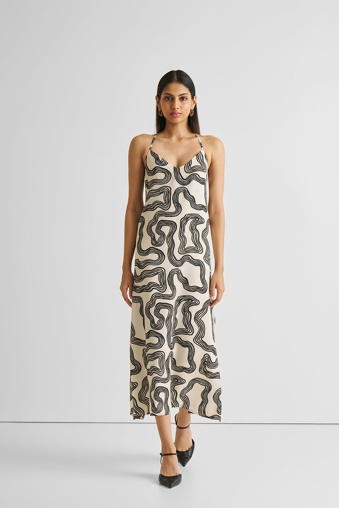 Midi Slip Dress in Black Stripes from Reistor