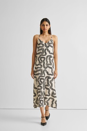 Midi Slip Dress in Black Stripes from Reistor