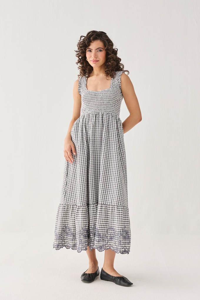 The Smocked Maxi Dress in Grey Check from Reistor