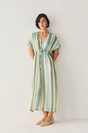 Gathered Maxi Dress in Stripes from Reistor