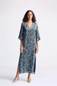 Maxi Dress with Side Slits in Abstract Stripes via Reistor