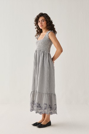 The Smocked Maxi Dress in Grey Check from Reistor