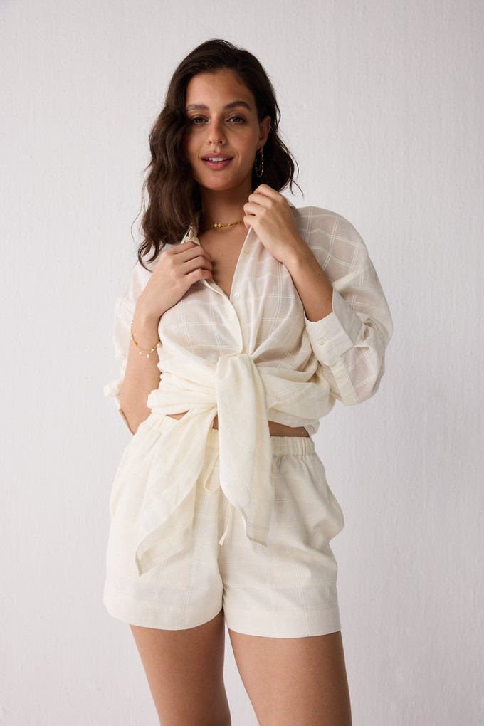 Oversized Shirt & Shorts Set in Off-White Textured Cotton from Reistor