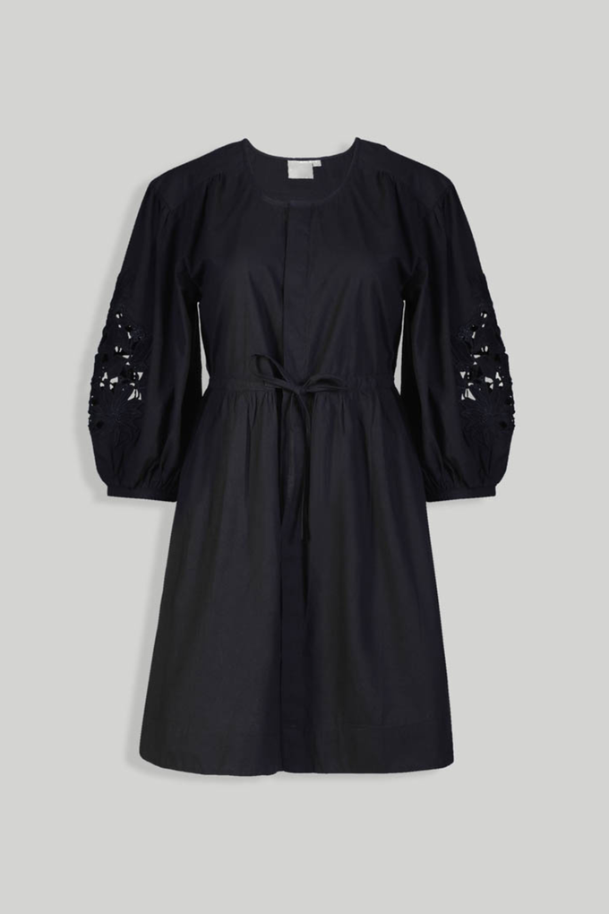 Shirt Dress with Balloon Sleeves in Black from Reistor