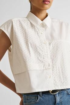 Embroidered Panel Crop Top in White via Reistor