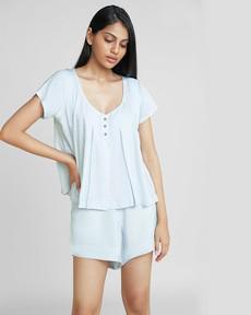 A Dreamy Escape Pajama Shorts Set in Light Blue via Reistor