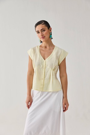 The Deep V Neck Top in Butter Lemon from Reistor