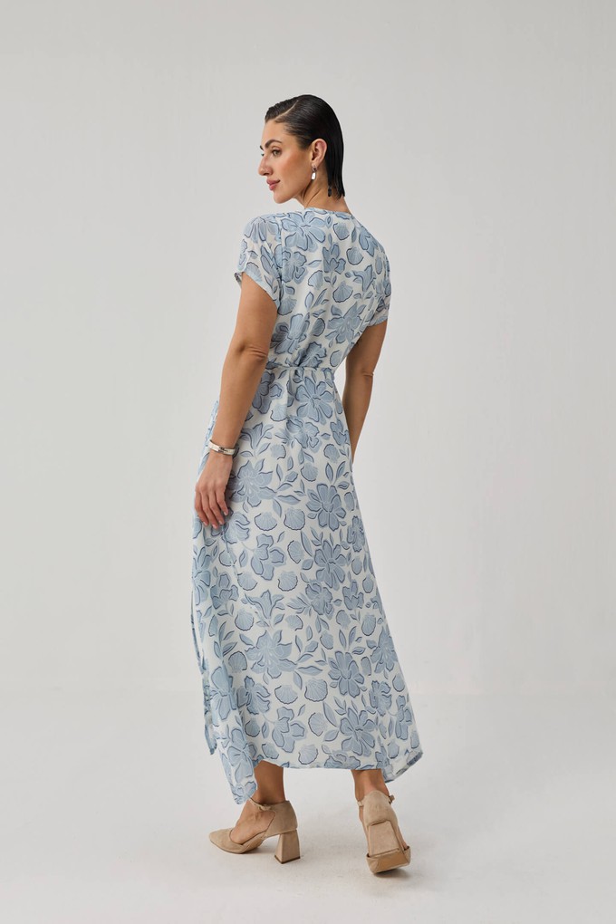 Maxi Wrap Dress in Soft Blue Florals from Reistor