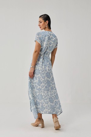 Maxi Wrap Dress in Soft Blue Florals from Reistor