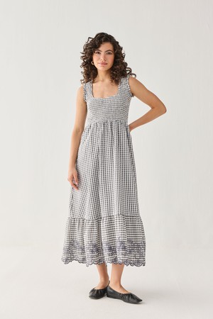 The Smocked Maxi Dress in Grey Check from Reistor