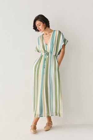 Gathered Maxi Dress in Stripes from Reistor